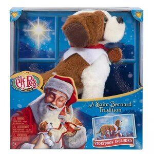 NWT - Elf Pets A St. Bernard Tradition Plush St. Bernard and Hardcover Book